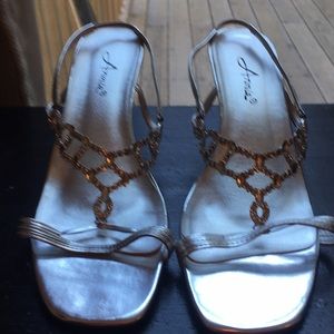 Silver rhinestone heels